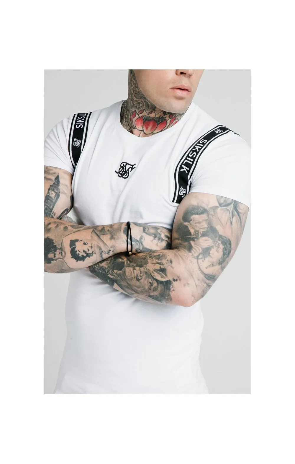 SikSilk Straight Hem Printed Gym Tee - White & Black sold by Siksilk product image thumbnail 2