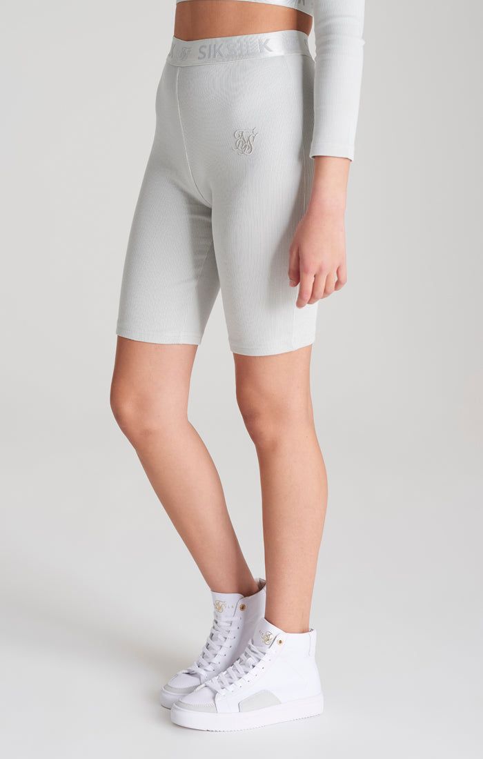Girls Grey Ribbed Taped Cycle Short sold by Siksilk