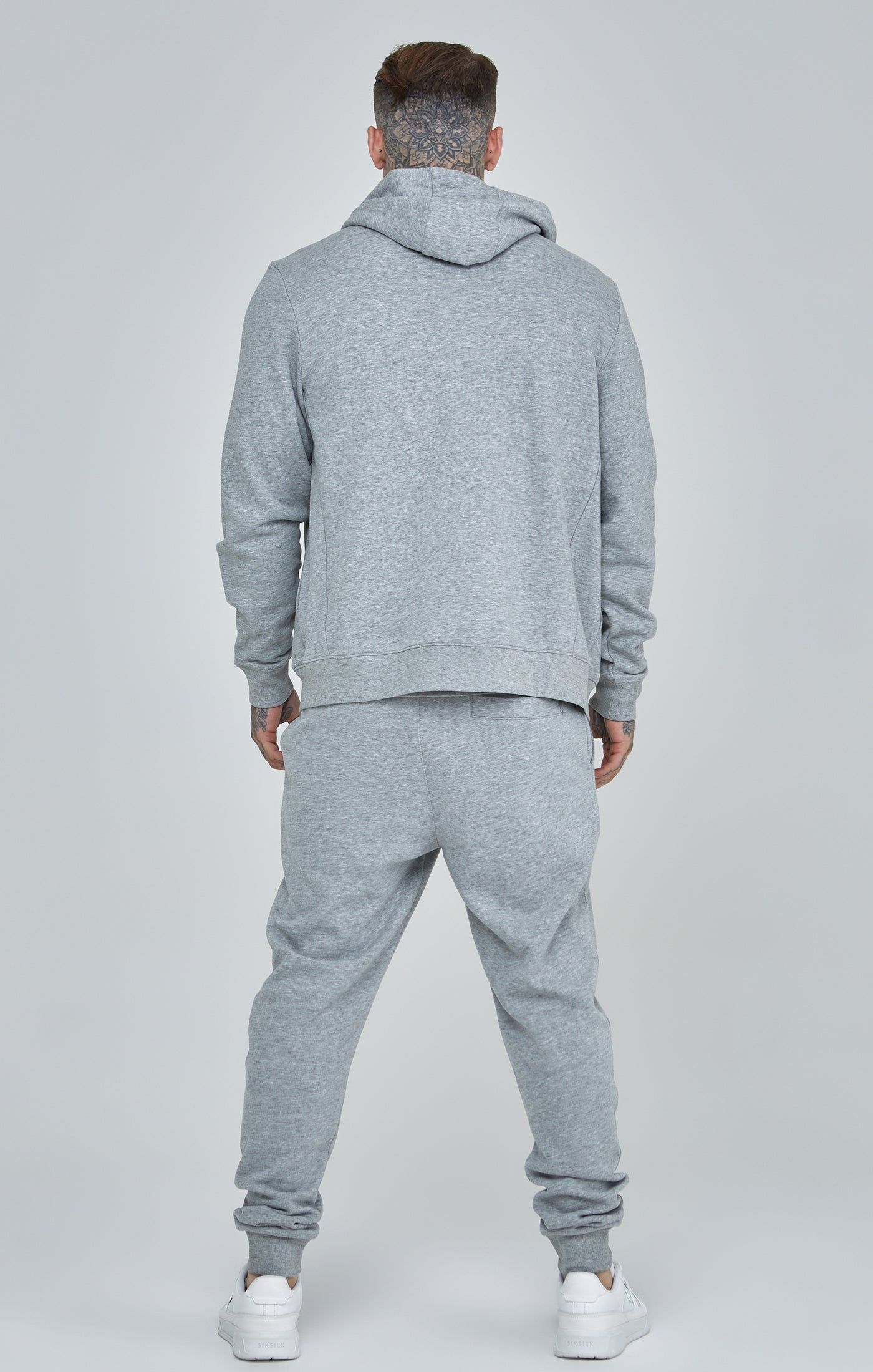 Grey Marl Essential Zip-Thru Funnel Hoodie sold by Siksilk product image thumbnail 5