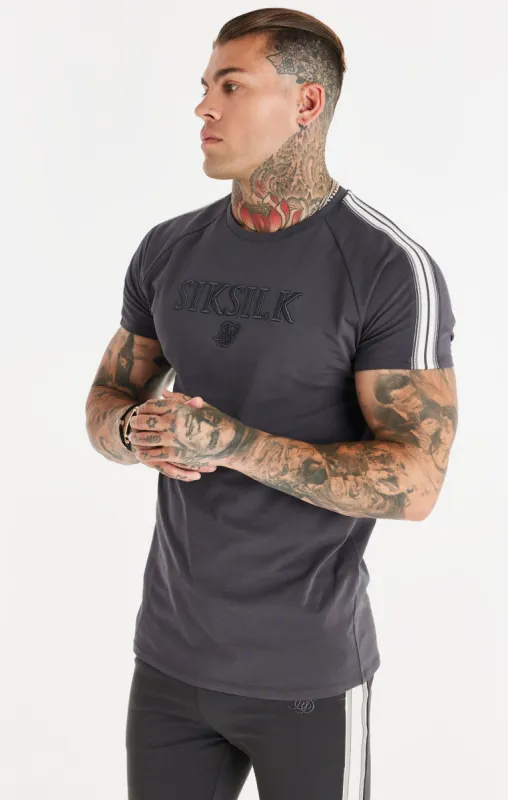 Grey Knitted Tape Muscle Fit T-Shirt sold by Siksilk