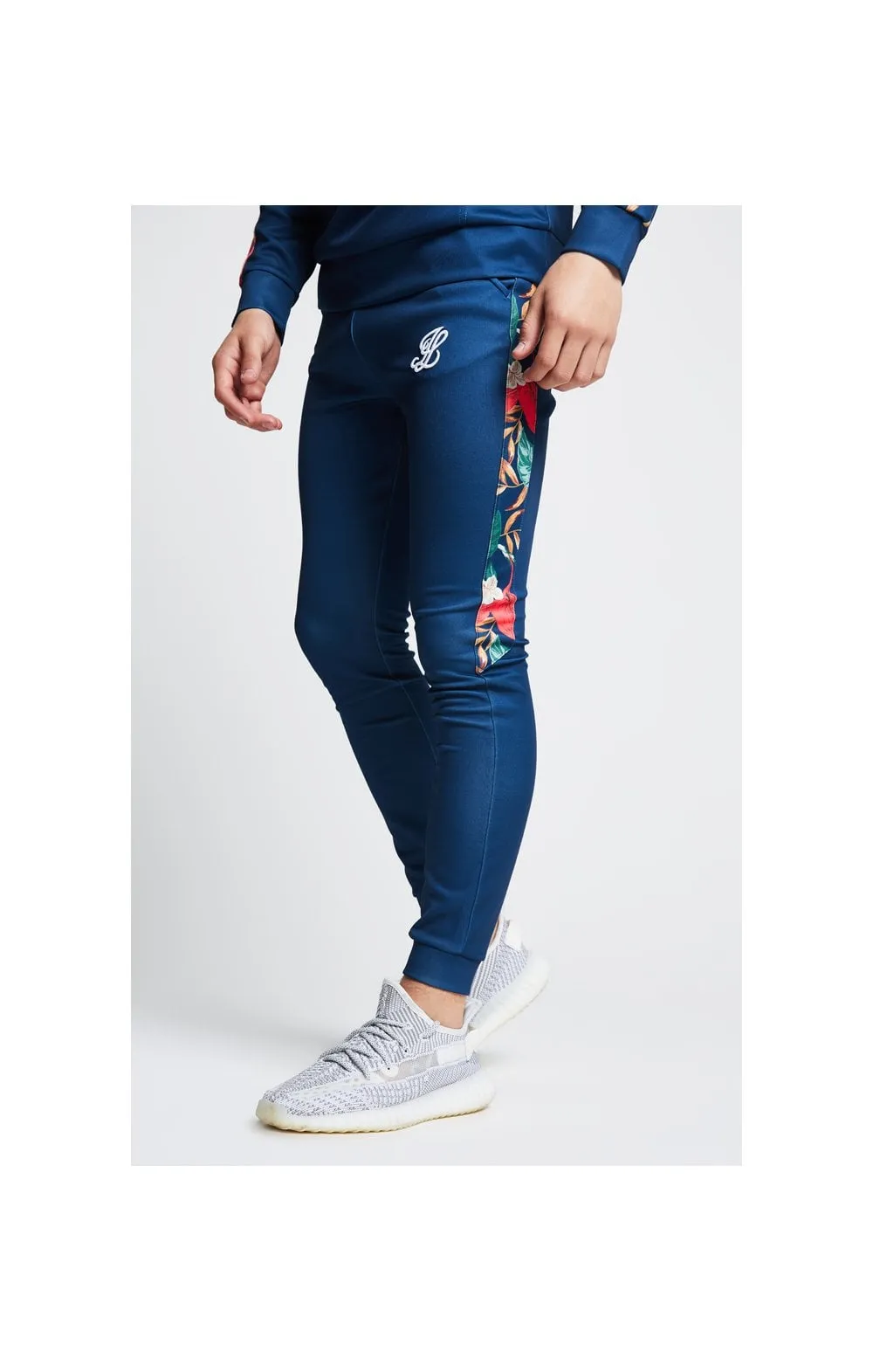 Illusive London Tape Panelled Joggers – Teal & Tropical Leaf sold by Siksilk