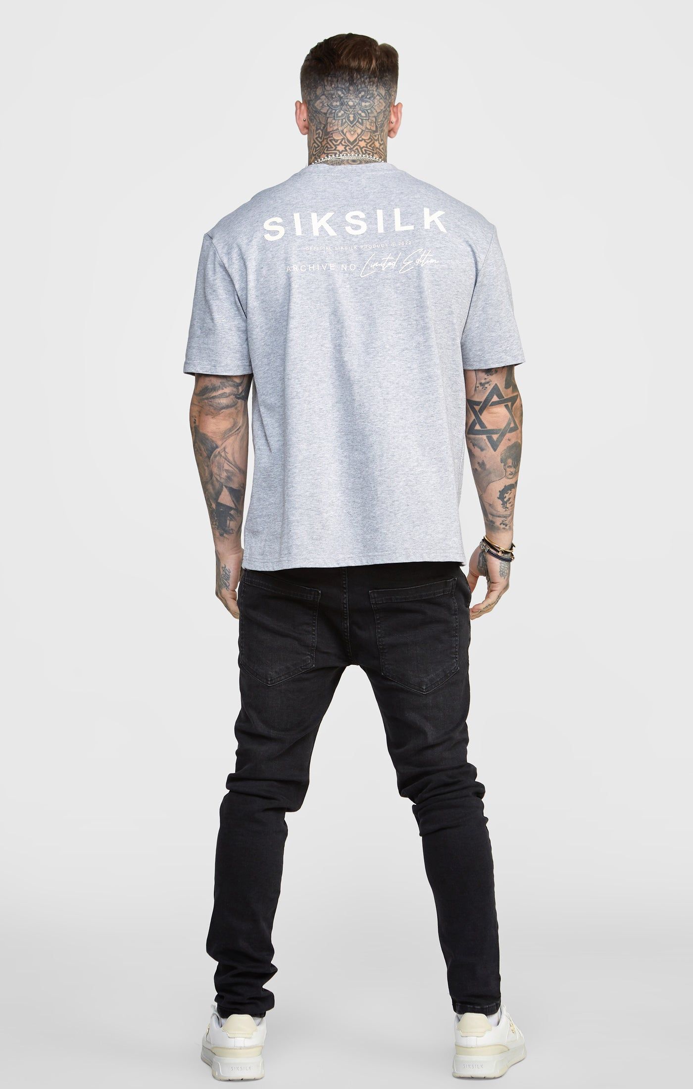 Grey Oversized Back Logo T-Shirt sold by Siksilk product image thumbnail 6