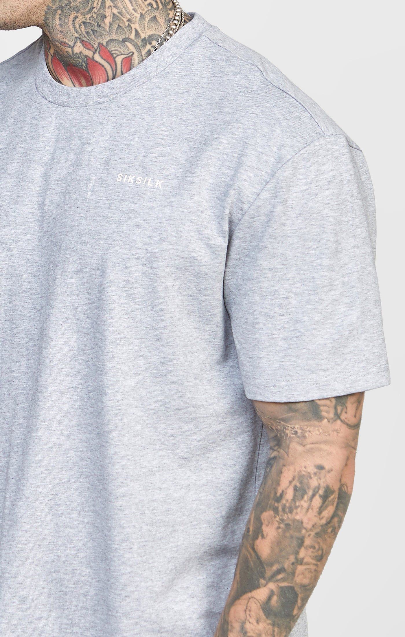 Grey Oversized Back Logo T-Shirt sold by Siksilk product image thumbnail 3