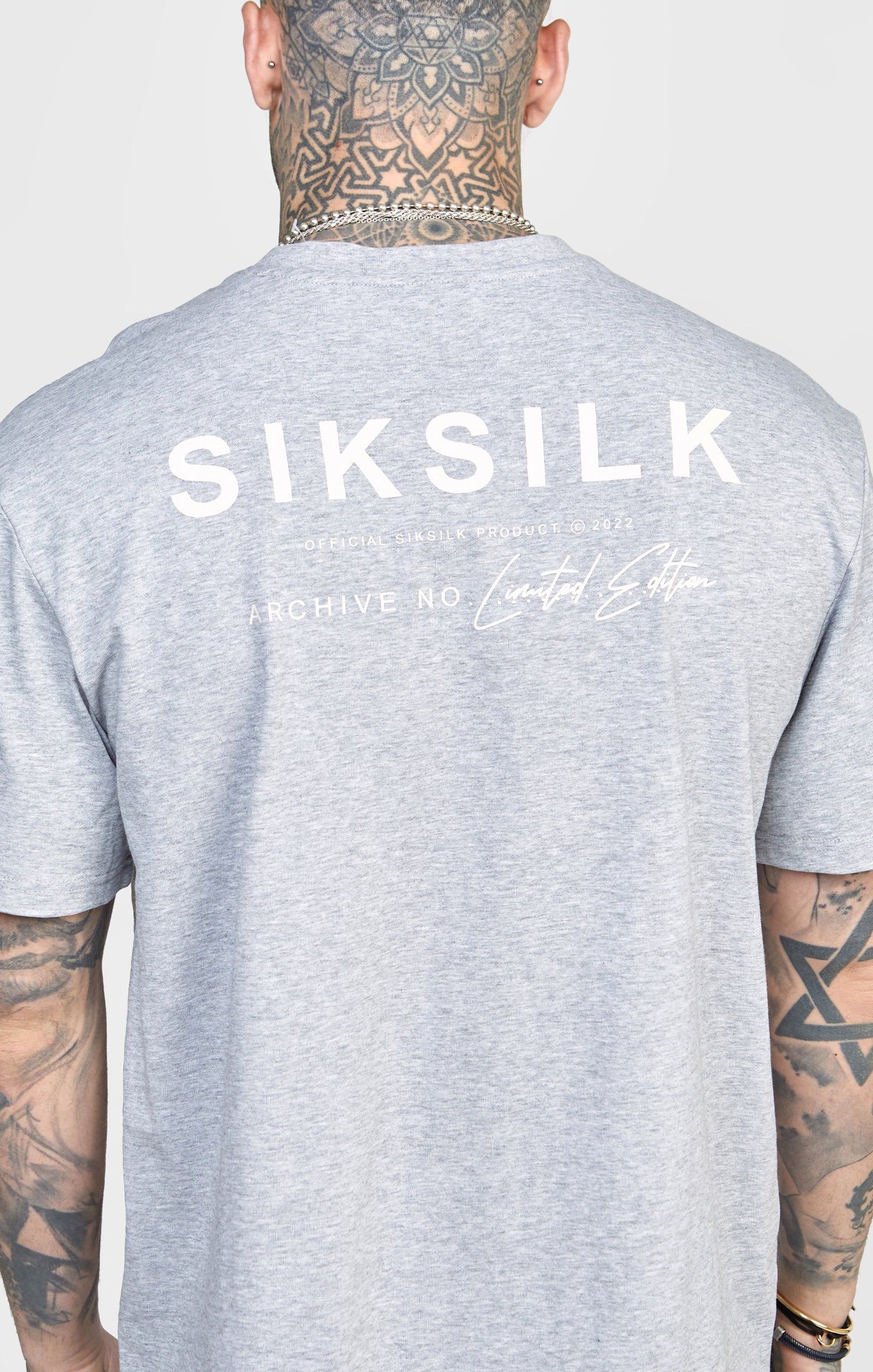 Grey Oversized Back Logo T-Shirt sold by Siksilk product image thumbnail 7