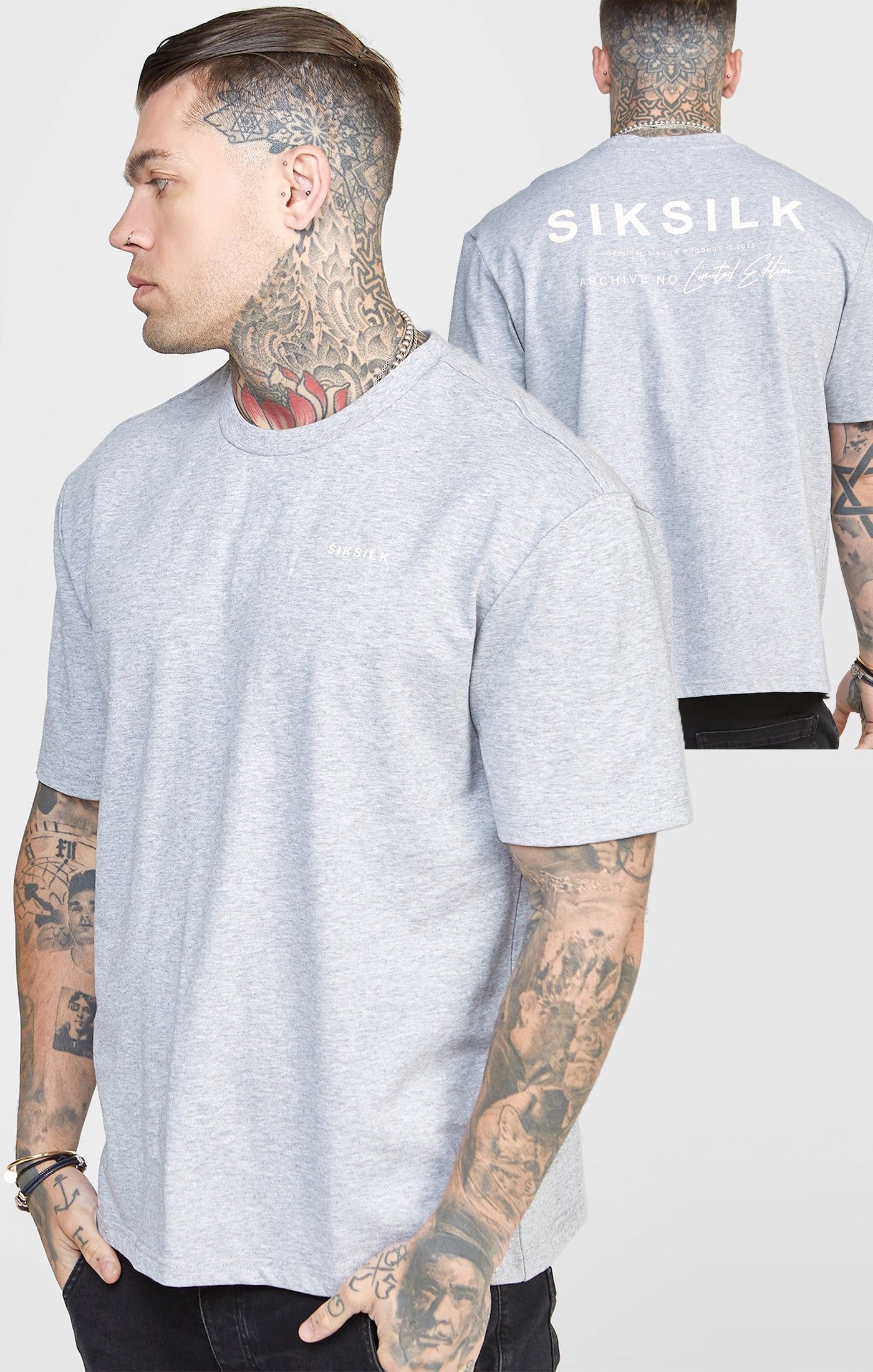 Grey Oversized Back Logo T-Shirt sold by Siksilk