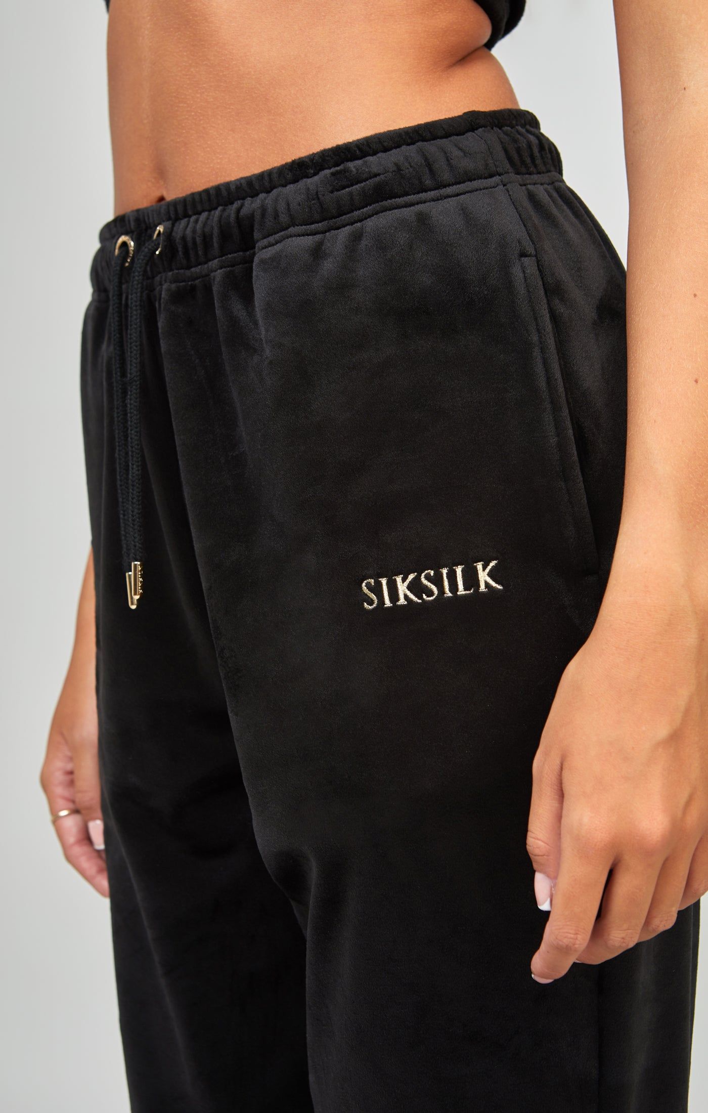 Black Velour Joggers sold by Siksilk product image thumbnail 6