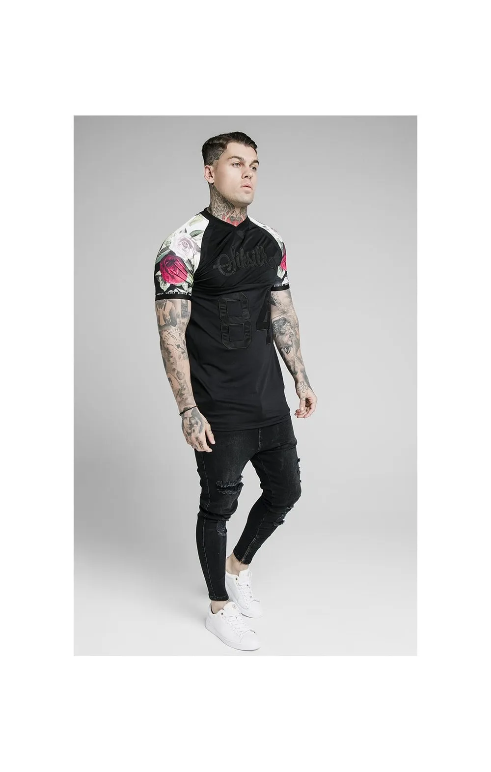 SikSilk Stretch Tee - Black & Floral Pixel sold by Siksilk product image thumbnail 4