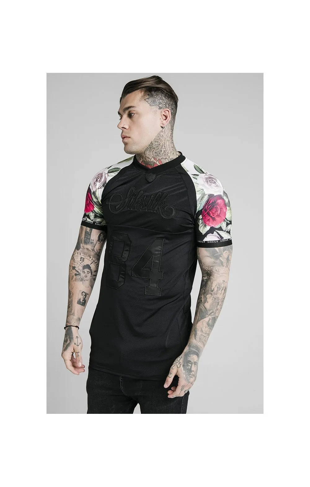 SikSilk Stretch Tee - Black & Floral Pixel sold by Siksilk