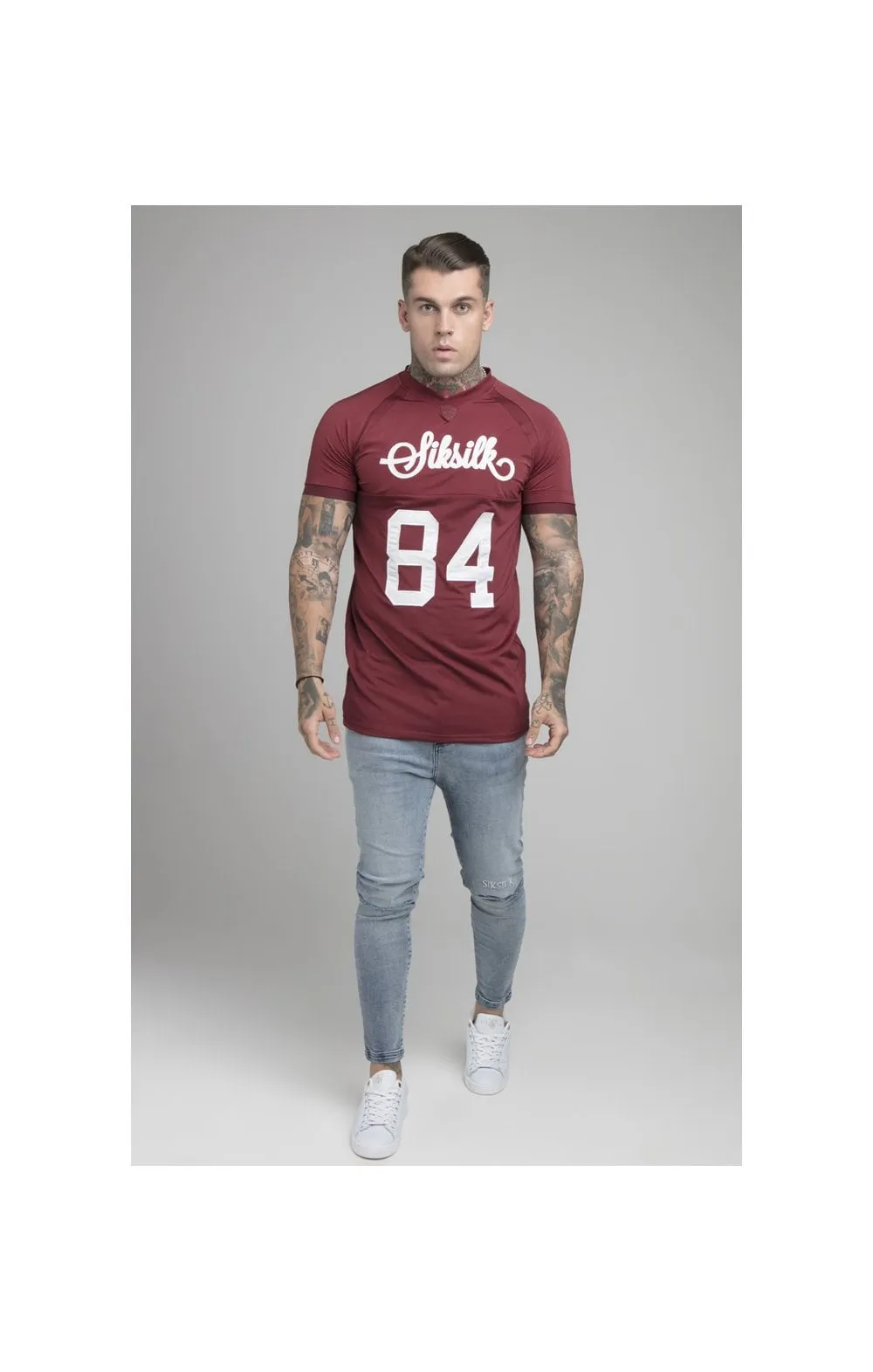 Burgundy Stretch Sports T-Shirt sold by Siksilk product image thumbnail 4