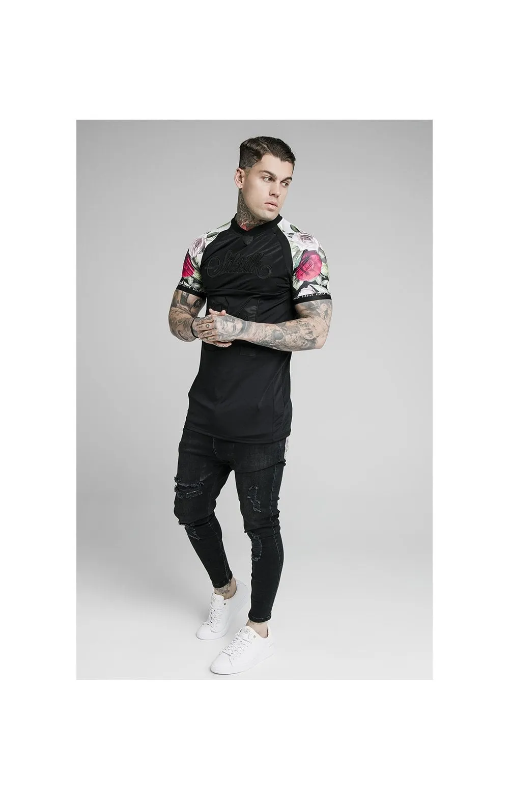 SikSilk Stretch Tee - Black & Floral Pixel sold by Siksilk product image thumbnail 3