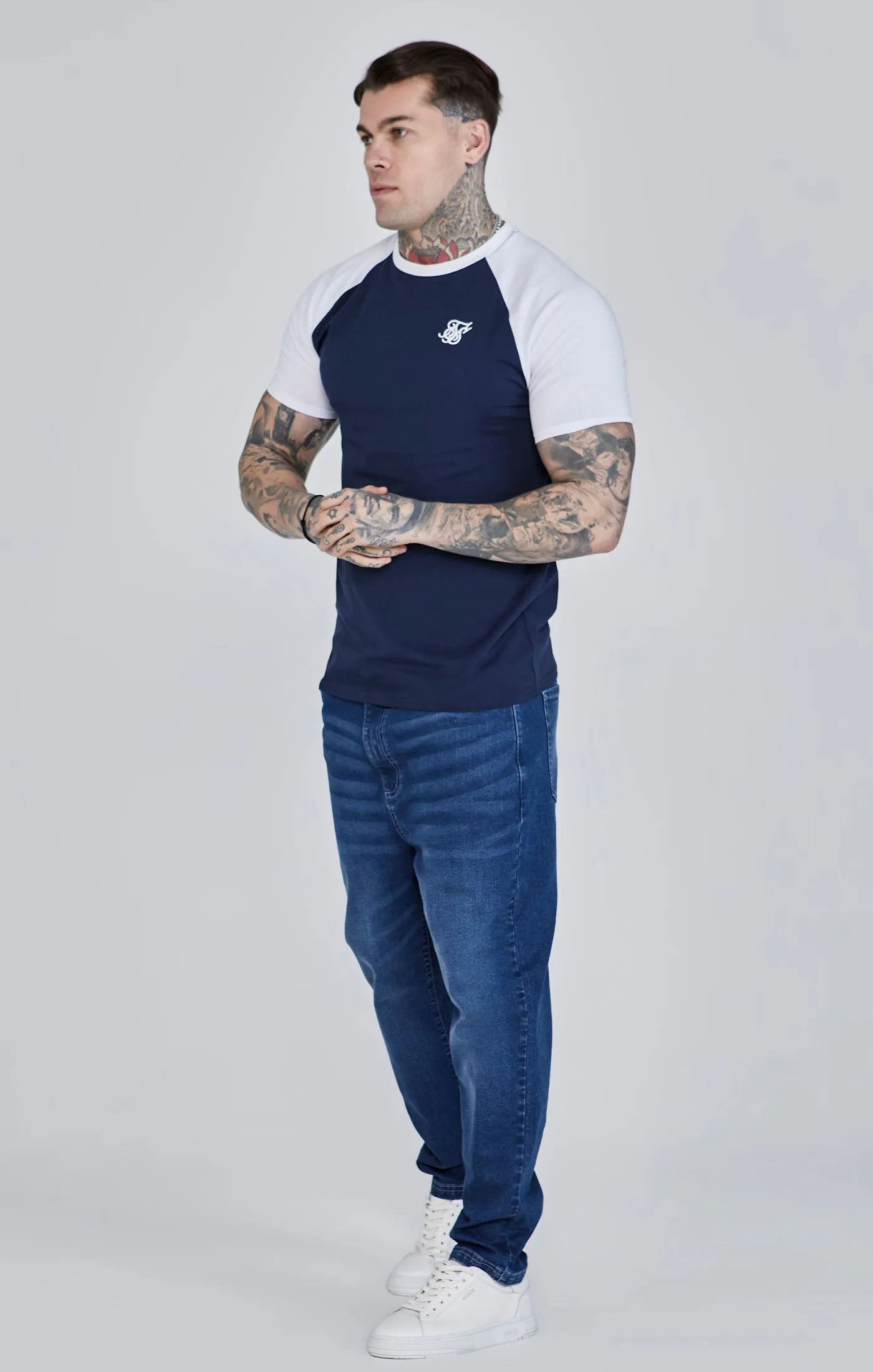 Navy White Raglan T-Shirt sold by Siksilk product image thumbnail 4