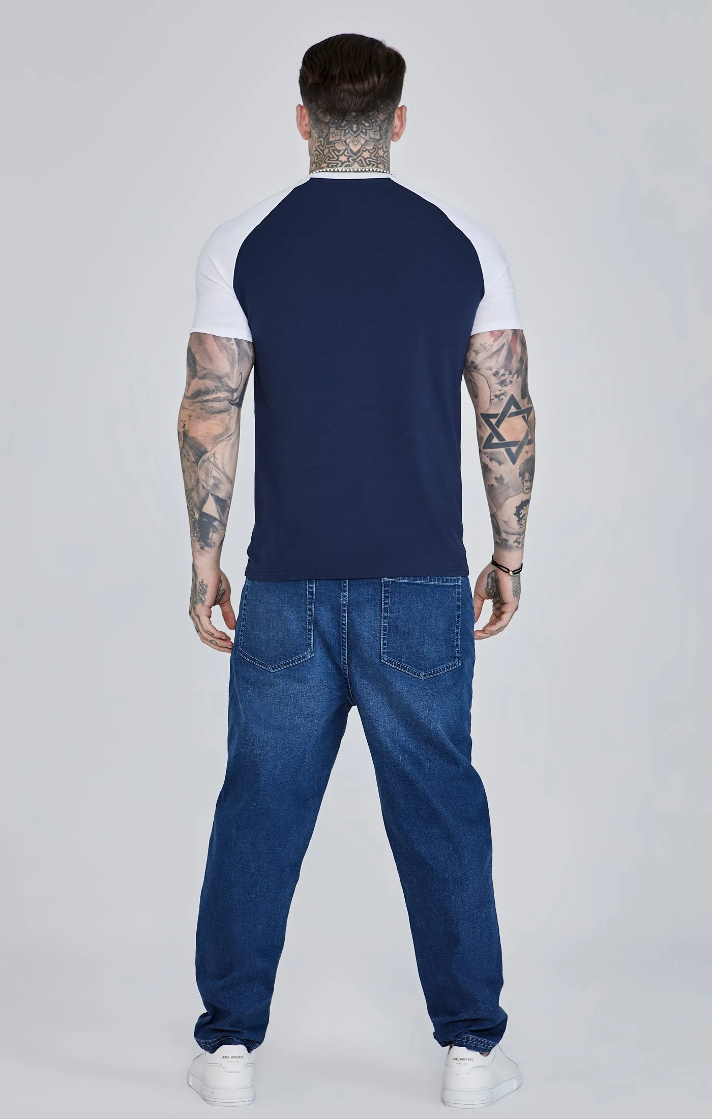 Navy White Raglan T-Shirt sold by Siksilk product image thumbnail 5