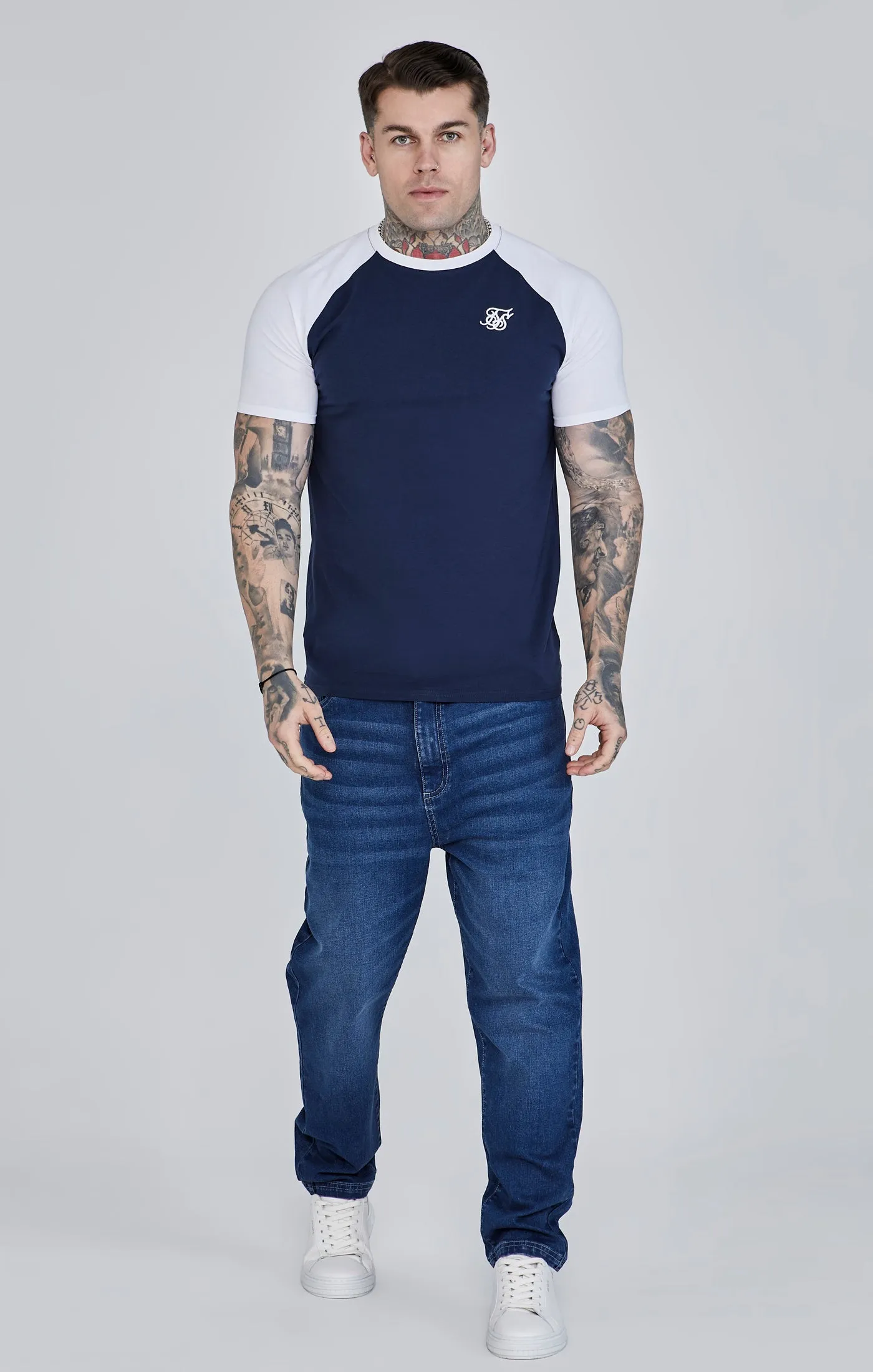Navy White Raglan T-Shirt sold by Siksilk product image thumbnail 2
