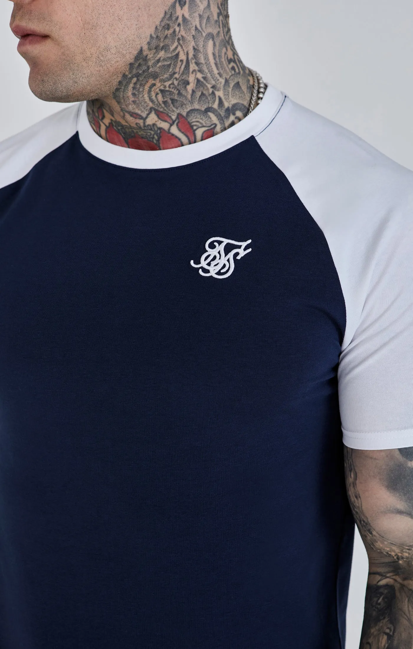 Navy White Raglan T-Shirt sold by Siksilk product image thumbnail 3