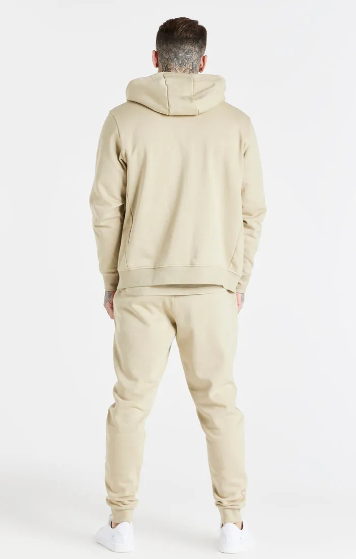 Beige Essential Zip Through Funnel Neck Hoodie sold by Siksilk product image thumbnail 5