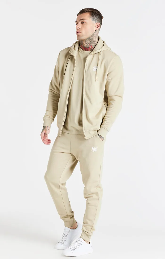 Beige Essential Zip Through Funnel Neck Hoodie sold by Siksilk product image thumbnail 3