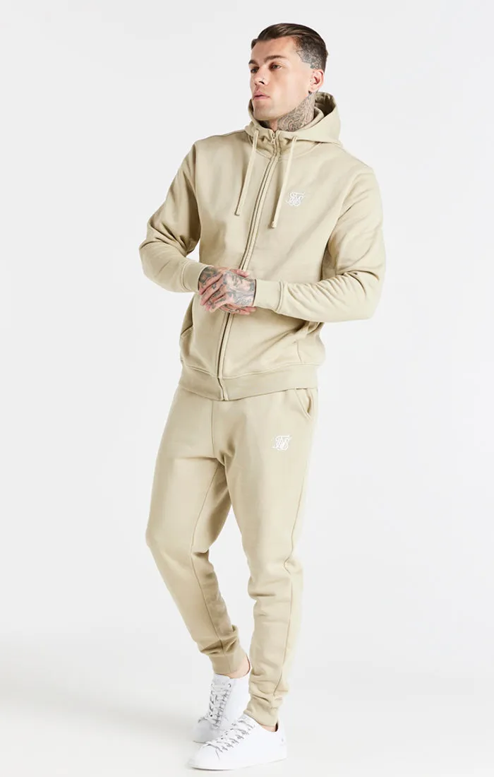 Beige Essential Zip Through Funnel Neck Hoodie sold by Siksilk product image thumbnail 4