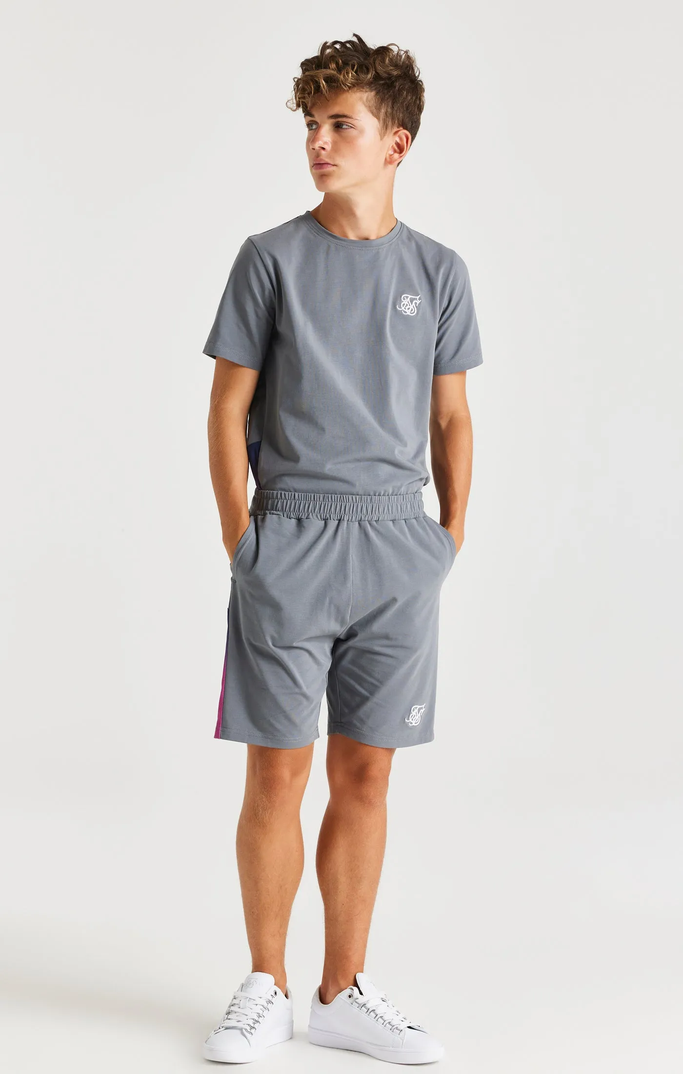 Boys Grey Fade Panel Short sold by Siksilk product image thumbnail 4