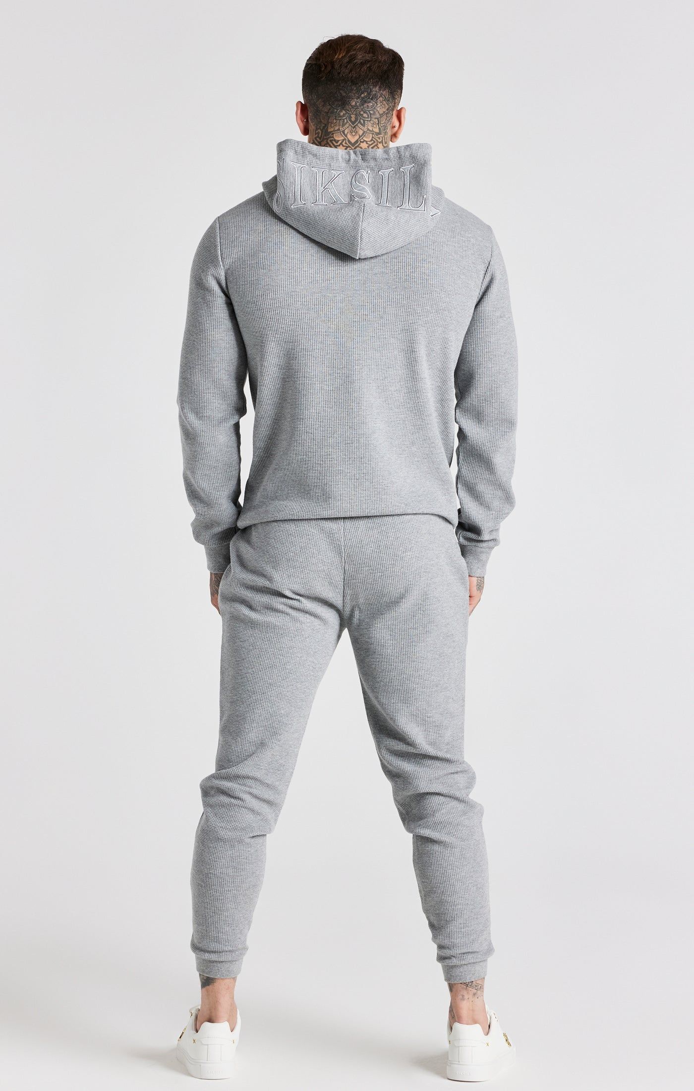 Grey Marl Waffle Zip Thru Hoodie sold by Siksilk product image thumbnail 6
