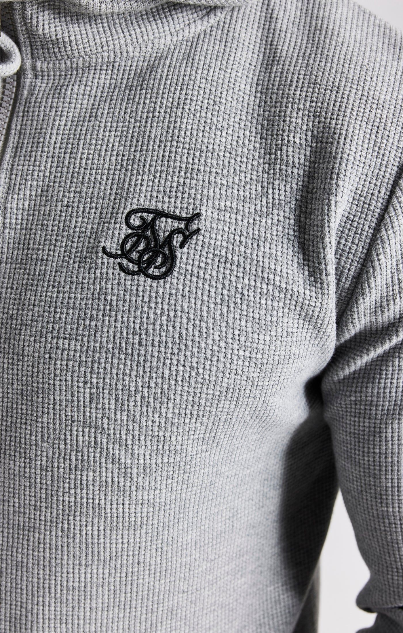 Grey Marl Waffle Zip Thru Hoodie sold by Siksilk product image thumbnail 2