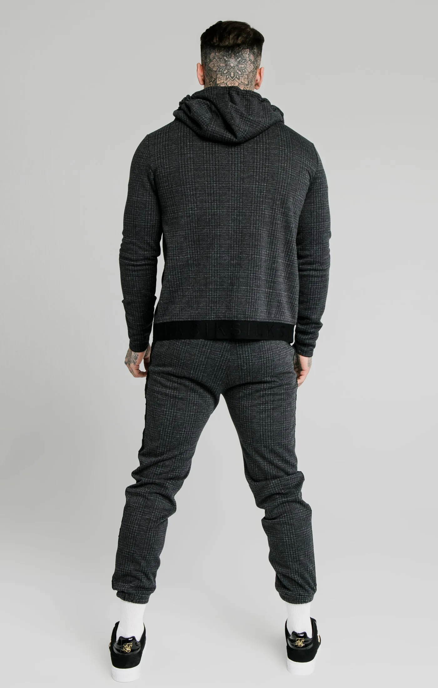 SikSilk Tonal Check Agility Zip Through Hoodie - Grey sold by Siksilk product image thumbnail 5