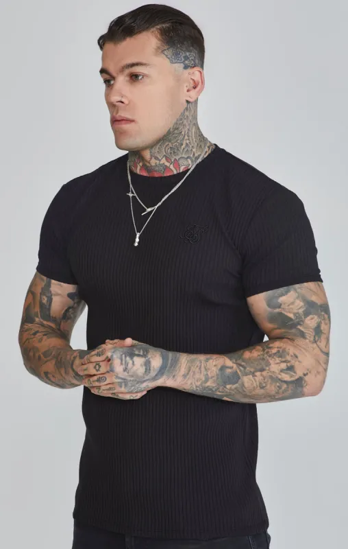 Black Ribbed T-Shirt sold by Siksilk