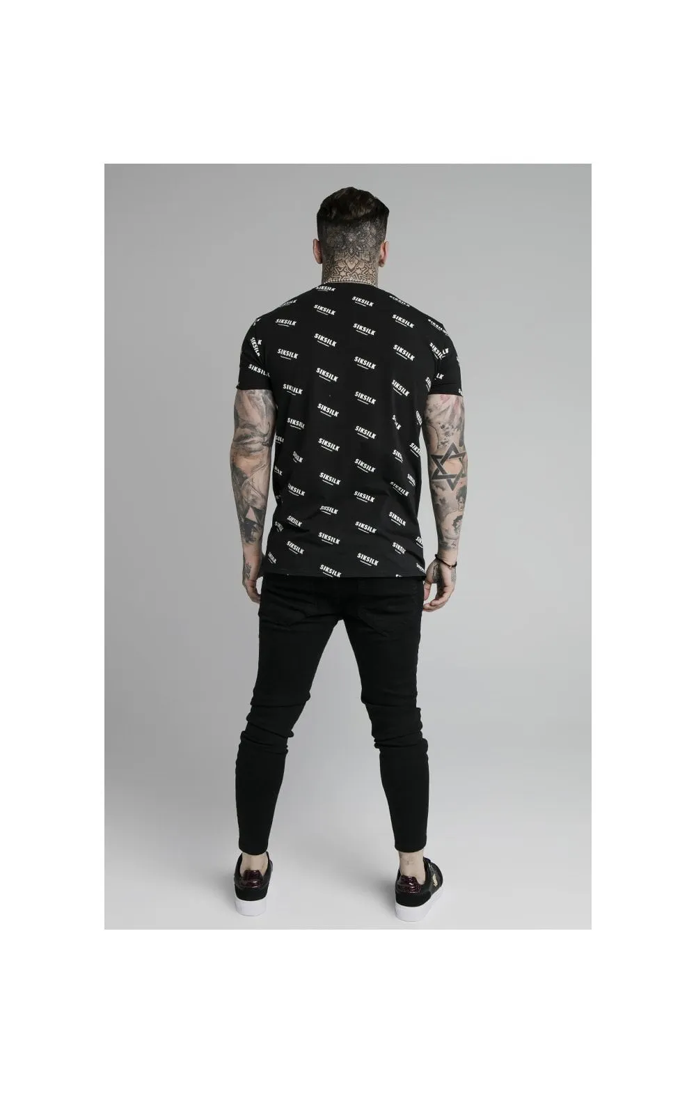 SikSilk Repeat Print Box Tee - Black sold by Siksilk product image thumbnail 5