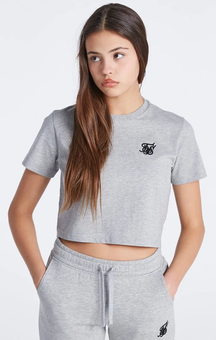 Girls Grey Marl Essentials Cropped T-Shirt sold by Siksilk product image thumbnail 5