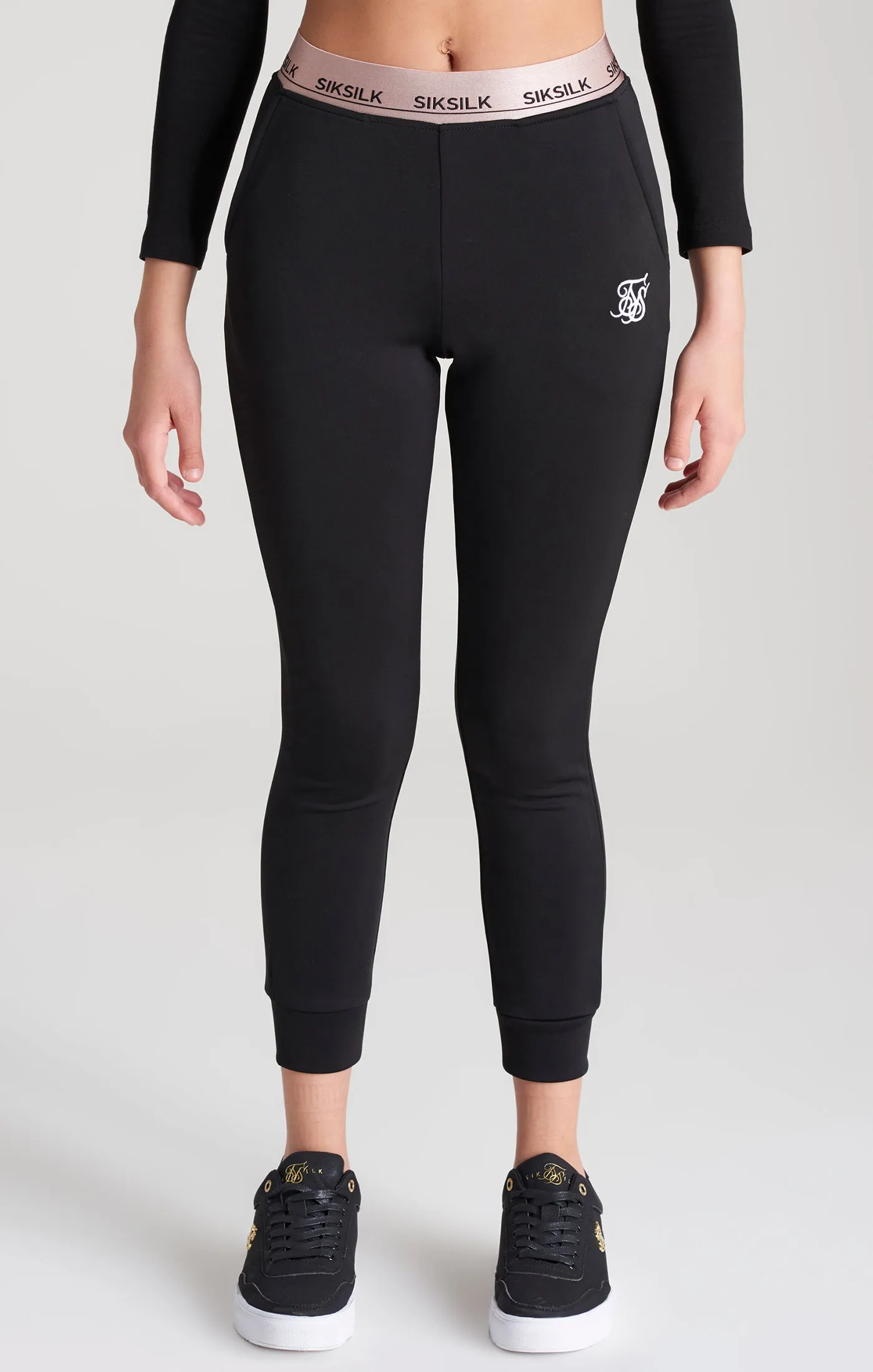 Girls Black Taped Track Pant sold by Siksilk