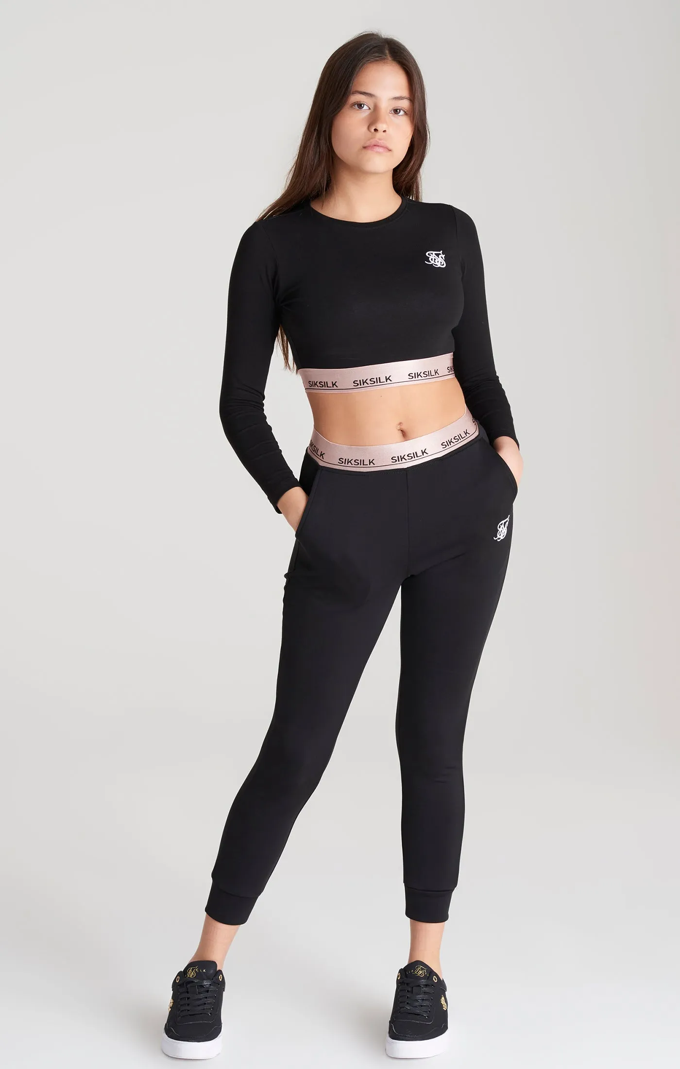 Girls Black Taped Track Pant sold by Siksilk product image thumbnail 4
