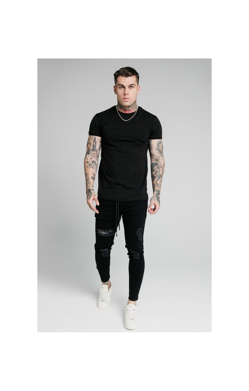 SikSilk Elasticated Tape Skinny Distressed Jeans - Black sold by Siksilk product image thumbnail 5