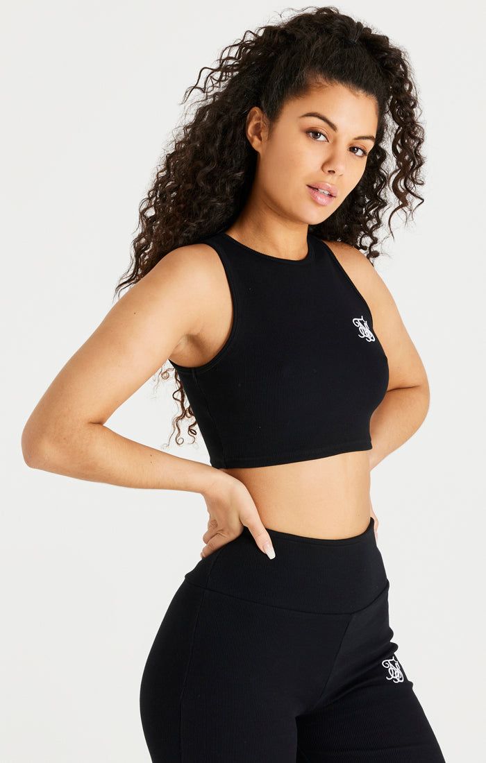 Black Ribbed Racer Crop Bralette sold by Siksilk product image thumbnail 2