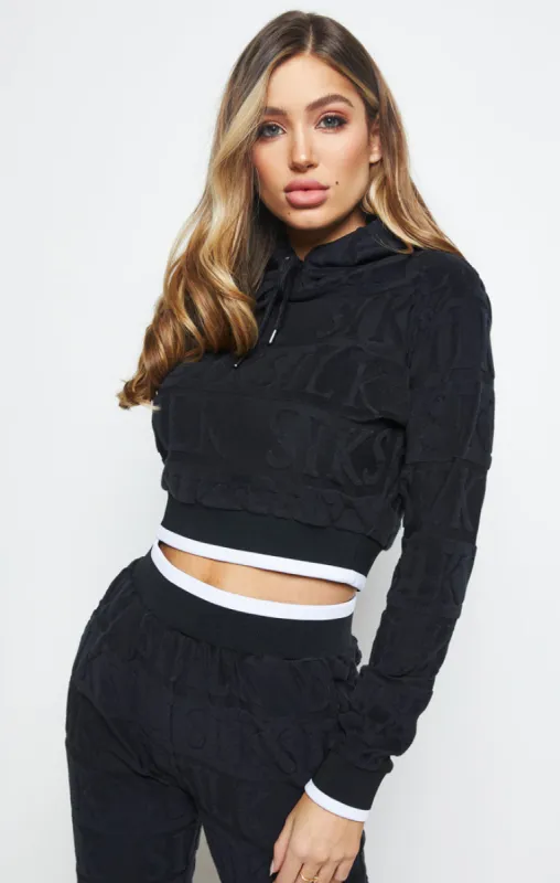 SikSilk Inverse Cropped Hoodie - Black sold by Siksilk