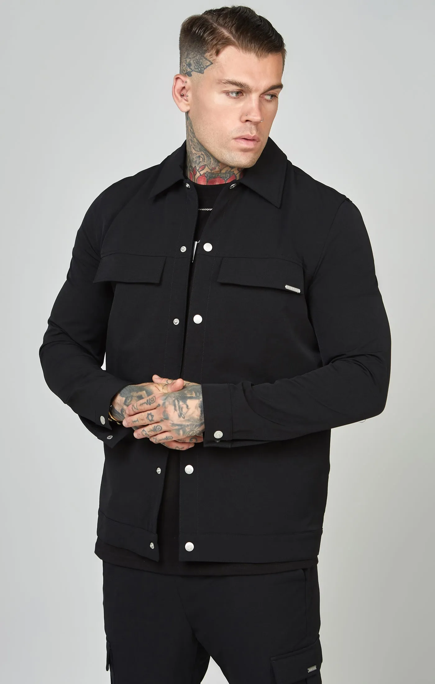 Black Utility Overshirt sold by Siksilk product image thumbnail 4