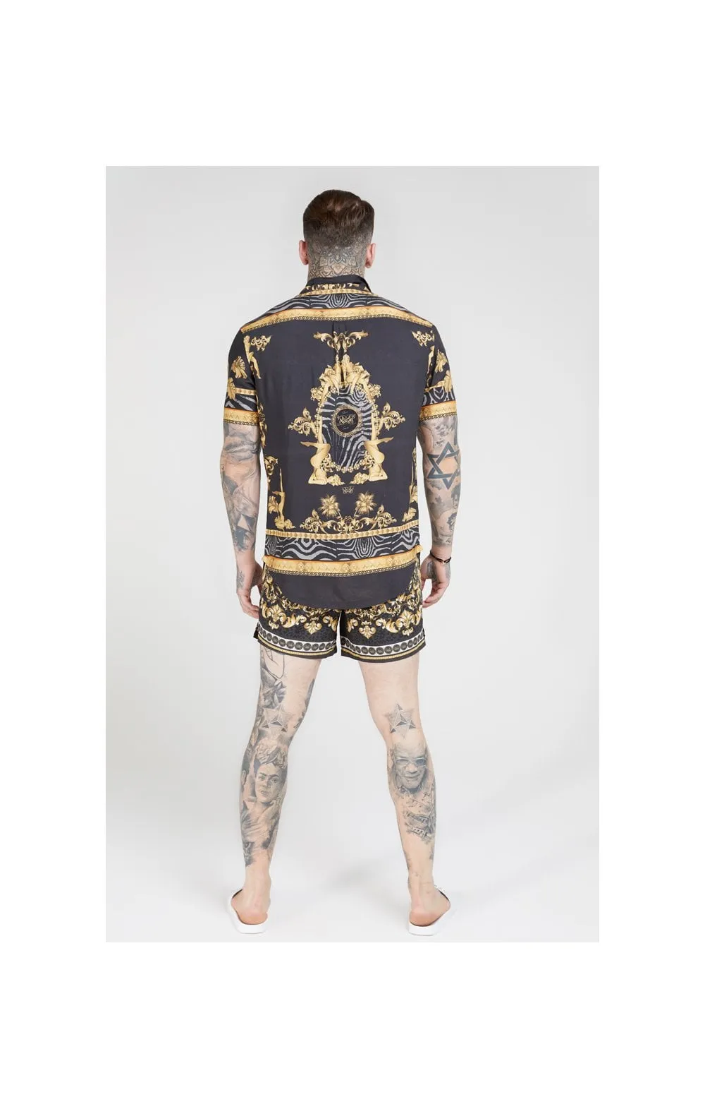 SikSilk High Collar Resort Shirt - Ocean Black sold by Siksilk product image thumbnail 5