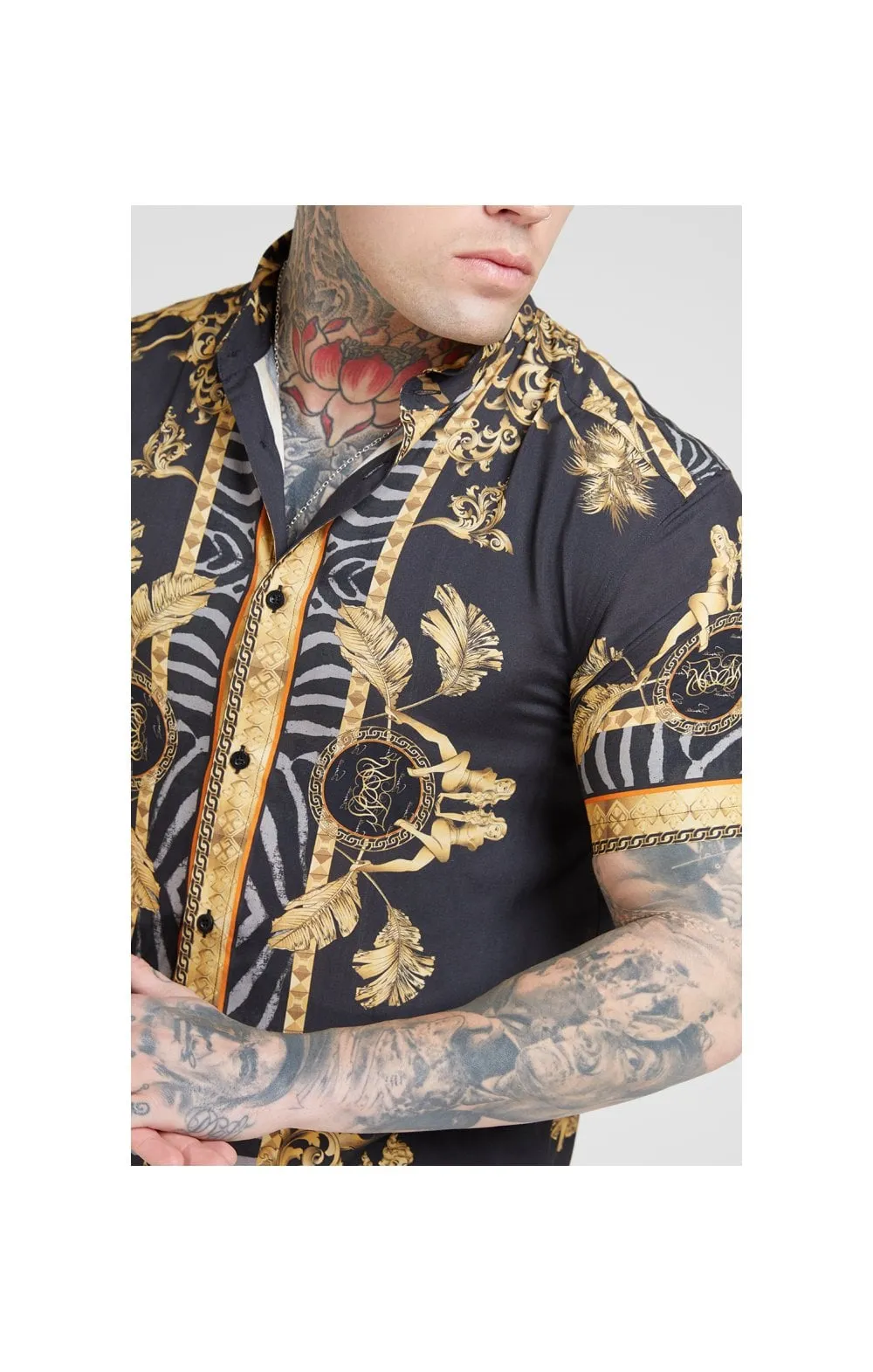 SikSilk High Collar Resort Shirt - Ocean Black sold by Siksilk product image thumbnail 2