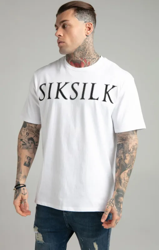 White Rhinestone Oversized T-Shirt sold by Siksilk