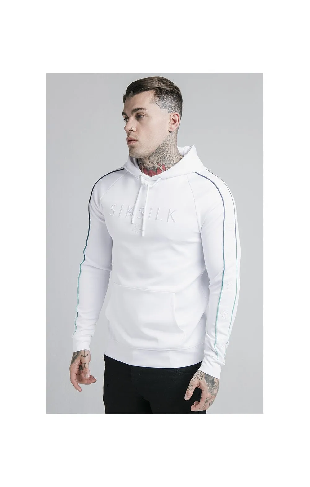 SikSilk Astro Fade Overhead Hoodie - White & Pacific Fade sold by Siksilk