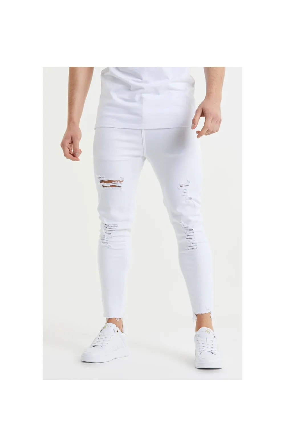 SikSilk Cropped Raw Hem Denims - White sold by Siksilk