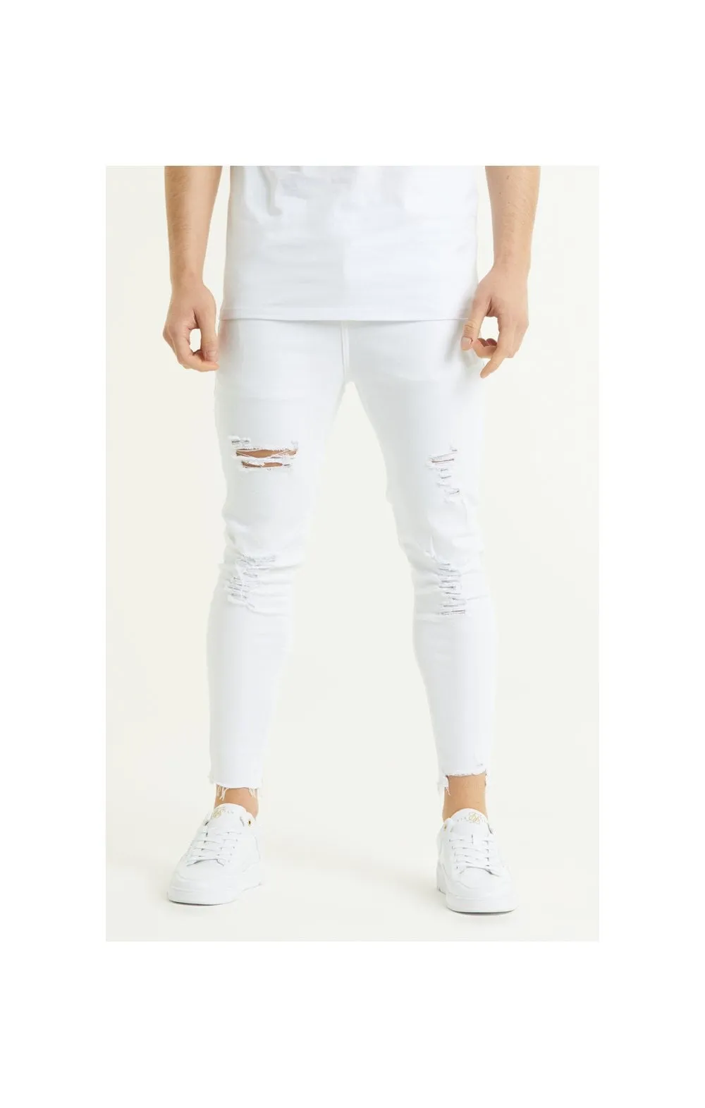 SikSilk Cropped Raw Hem Denims - White sold by Siksilk product image thumbnail 2
