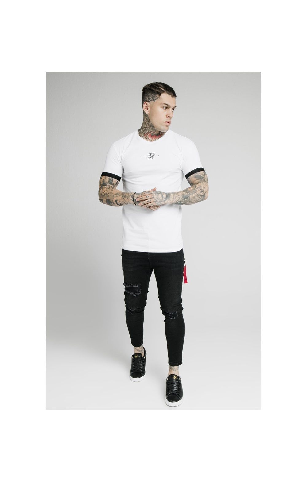 SikSilk Inset Elastic Cuff Gym Tee – White sold by Siksilk product image thumbnail 6