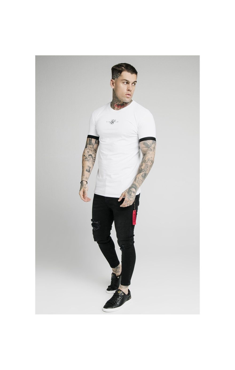 SikSilk Inset Elastic Cuff Gym Tee – White sold by Siksilk product image thumbnail 3