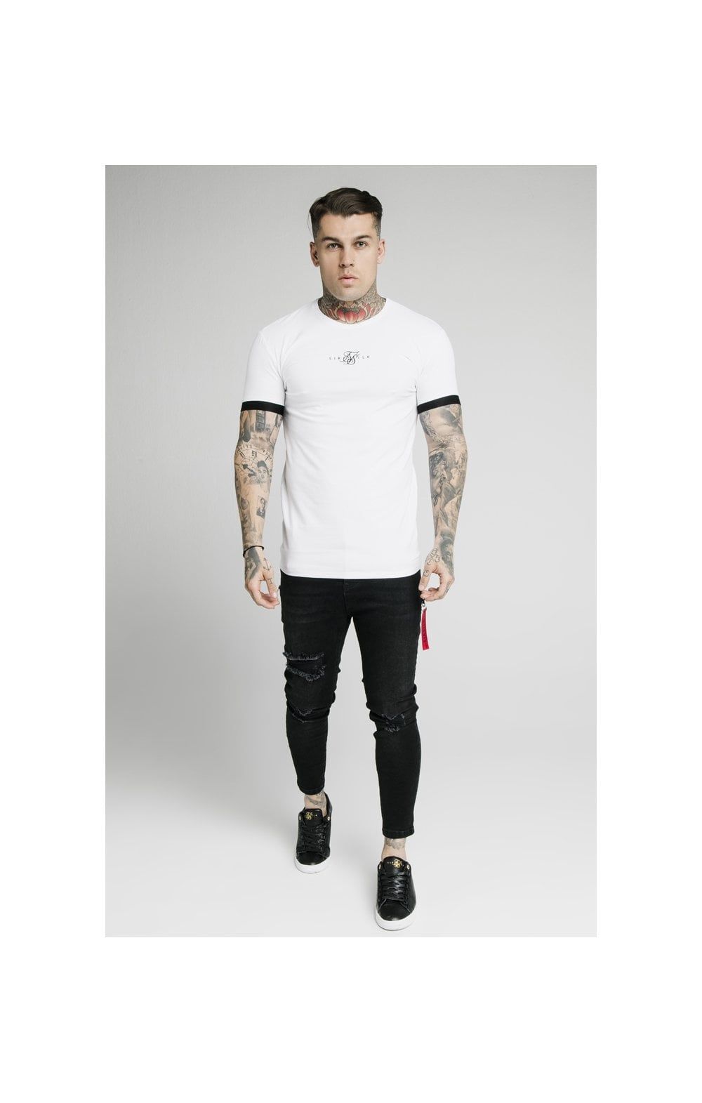 SikSilk Inset Elastic Cuff Gym Tee – White sold by Siksilk product image thumbnail 4