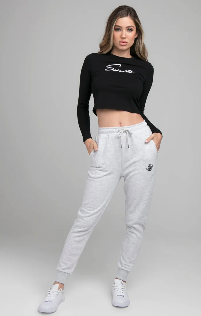 SikSilk Long Sleeve Signature Crop Tee - Black sold by Siksilk product image thumbnail 4