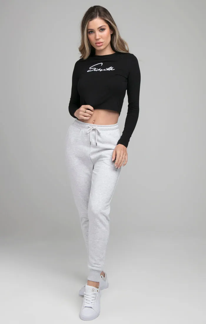 SikSilk Long Sleeve Signature Crop Tee - Black sold by Siksilk product image thumbnail 3