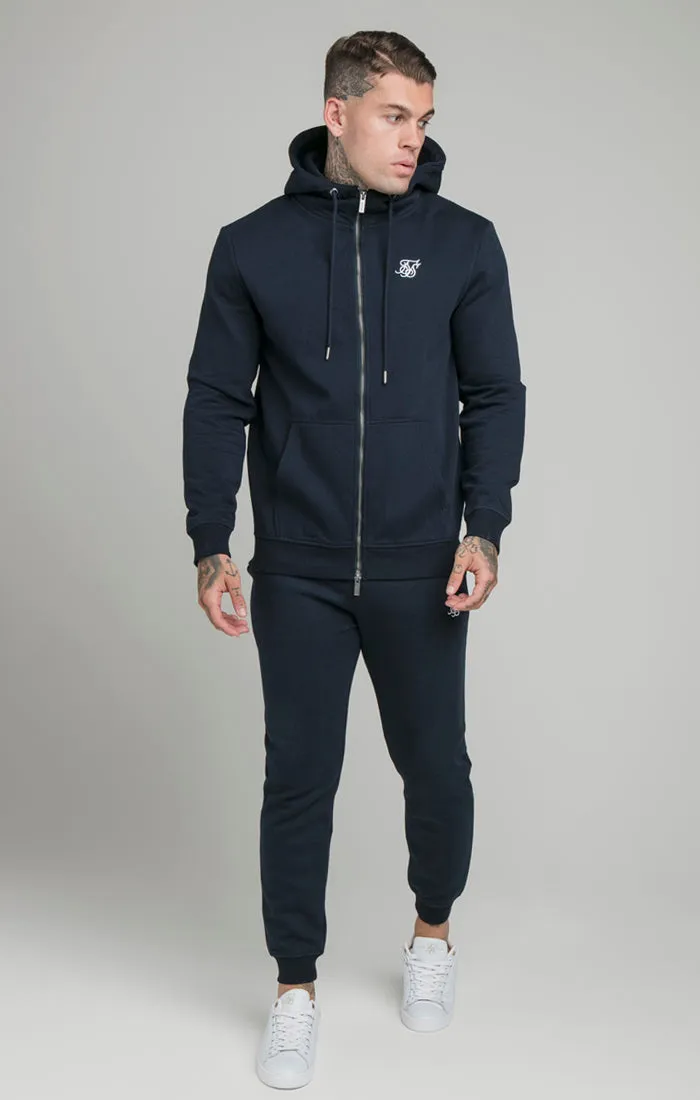 Navy Essential Zip Through Funnel Neck Hoodie sold by Siksilk product image thumbnail 3