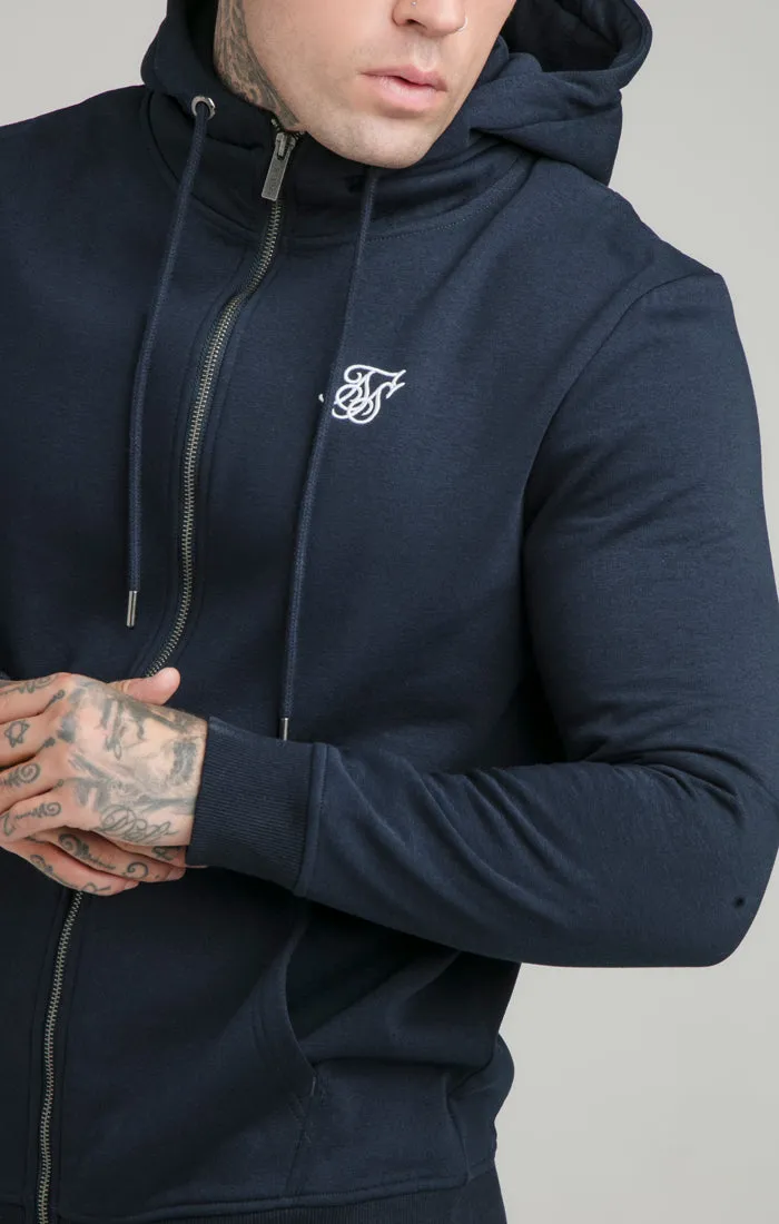 Navy Essential Zip Through Funnel Neck Hoodie sold by Siksilk product image thumbnail 2
