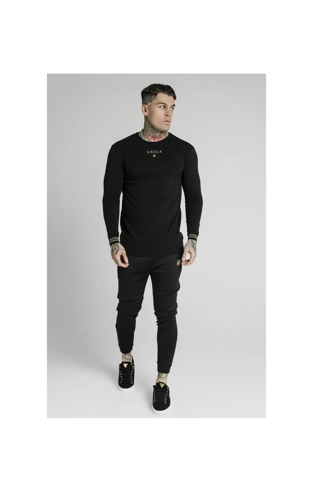 SikSilk Element L/S Straight Hem Gym Tee – Black & Gold sold by Siksilk product image thumbnail 3