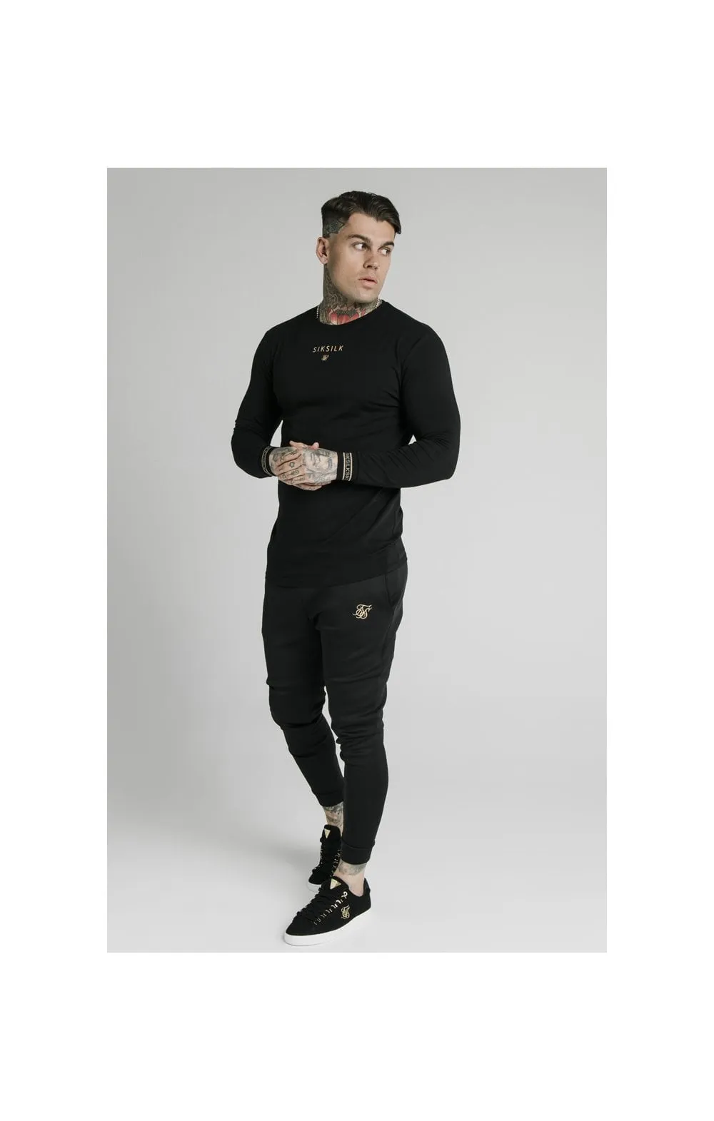 SikSilk Element L/S Straight Hem Gym Tee – Black & Gold sold by Siksilk product image thumbnail 4