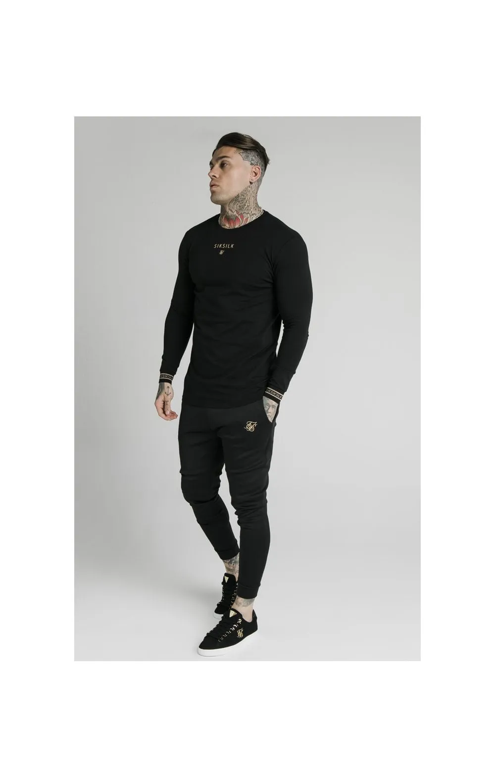 SikSilk Element L/S Straight Hem Gym Tee – Black & Gold sold by Siksilk product image thumbnail 5